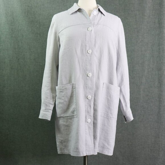 J. Jill Love Linen Artist Coat Jacket Tunic Women's Small Gray Pockets - Picture 9 of 16
